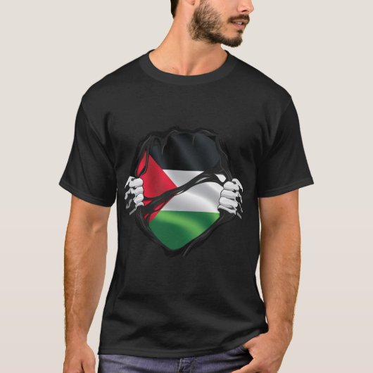 Palestine Pure Roots Flag Black T-Shirt (Vorderseite)