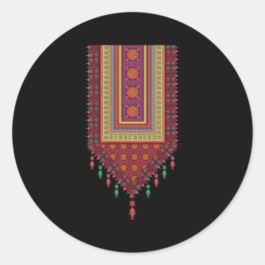 Palestine Tatreez Runder Aufkleber (Vorderseite)