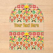 Palestine Tatreez Traditionelle Stickerei Acryleinladungen (Vorderseite)