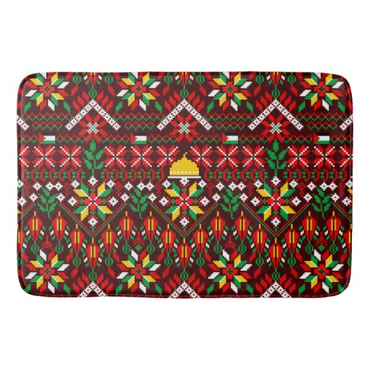 Palestine Tatreez Traditionelle Stickerei Badematte (Vorderseite)