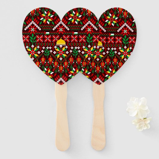 Palestine Tatreez Traditionelle Stickerei Fächer (Vorne und Hinten)