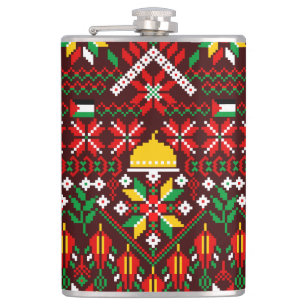 Palestine Tatreez Traditionelle Stickerei Flachmann