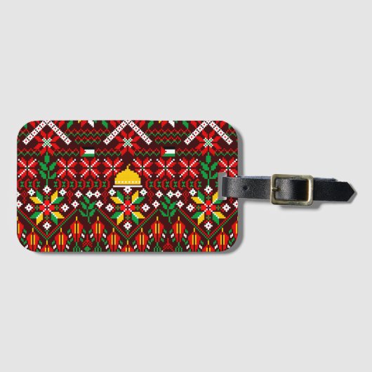 Palestine Tatreez Traditionelle Stickerei Gepäckanhänger (Vorderseite (Horizontal))