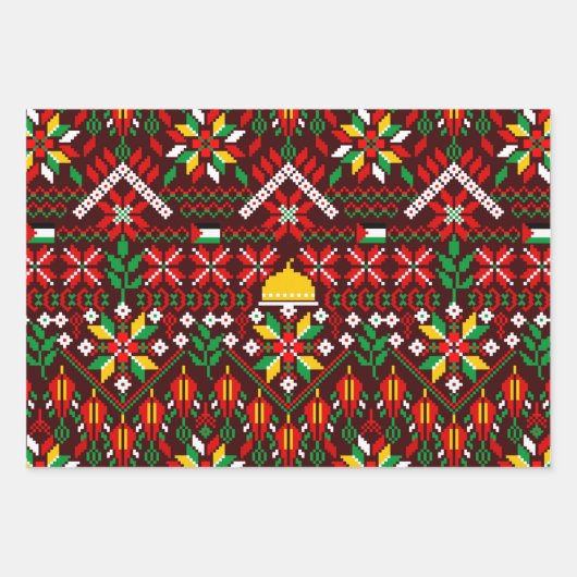 Palestine Tatreez Traditionelle Stickerei Geschenkpapier Set (Vorderseite 3)