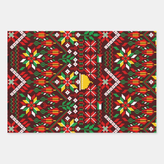 Palestine Tatreez Traditionelle Stickerei Geschenkpapier Set (Vorderseite)