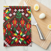 Palestine Tatreez Traditionelle Stickerei Geschirrtuch (Viertel Falte)