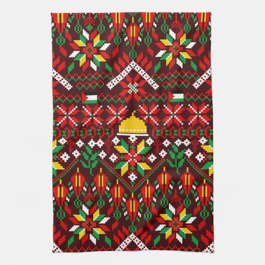 Palestine Tatreez Traditionelle Stickerei Geschirrtuch (Vertikal)