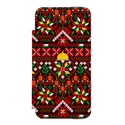 Palestine Tatreez Traditionelle Stickerei Incipio iPhone Geldbeutel-Hülle (Folio Vorderseite)