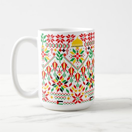 Palestine Tatreez Traditionelle Stickerei Kaffeetasse (Links)
