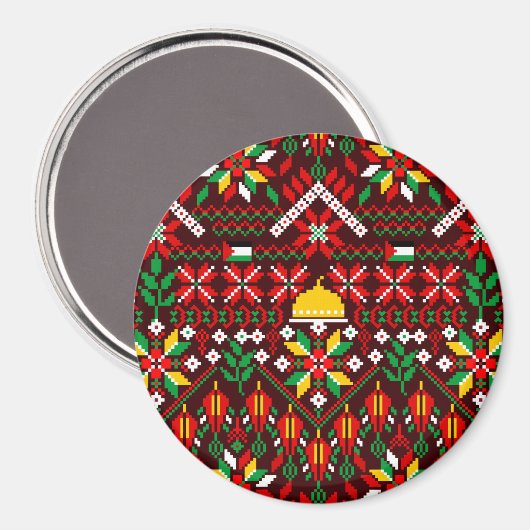 Palestine Tatreez Traditionelle Stickerei Magnet (Vorderseite/Rückseite)