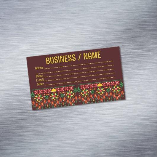 Palestine Tatreez Traditionelle Stickerei Magnetische Visitenkarte (Beispiel)