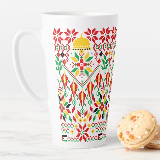 Palestine Tatreez Traditionelle Stickerei Milchtasse (Beispiel)