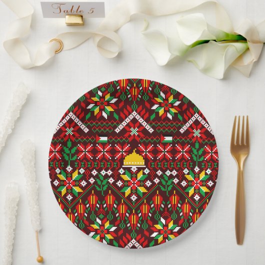 Palestine Tatreez Traditionelle Stickerei Pappteller (Hochzeit)