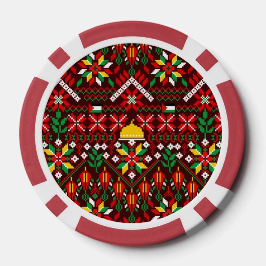 Palestine Tatreez Traditionelle Stickerei Pokerchips (Rückseite)