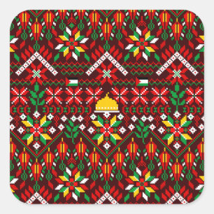 Palestine Tatreez Traditionelle Stickerei Quadratischer Aufkleber