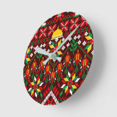 Palestine Tatreez Traditionelle Stickerei Runde Wanduhr (Winkel)