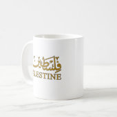 PALESTINE-Text in Englisch und Arabisch Kaffeetasse (Vorderseite Links)