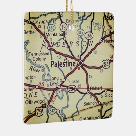 Palestine TX Vintag Map Keramikornament (Rechts)