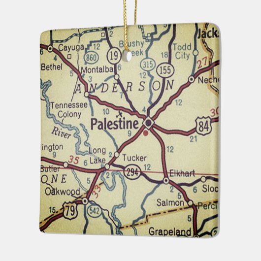Palestine TX Vintag Map Keramikornament (Links)