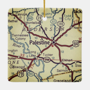 Palestine TX Vintag Map Keramikornament