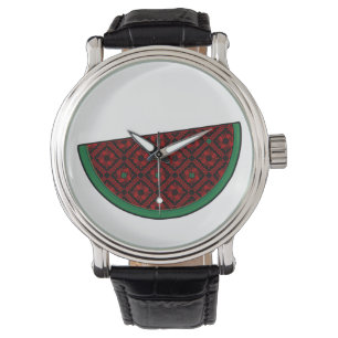 Palestine watermelon Embroidery red tatreez Armbanduhr