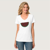 Palestine watermelon Embroidery red tatreez T-Shirt (Vorderseite Vollansicht)