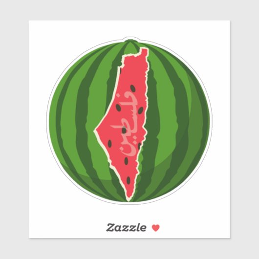Palestine Watermelon Flag Map Freie Palästinenser Aufkleber (Blatt)