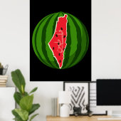 Palestine Watermelon Flag Map Freie Palästinenser Poster (Heimbüro)
