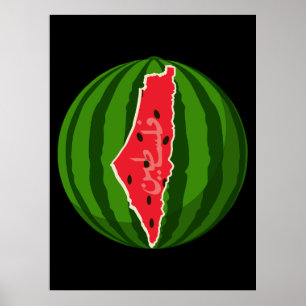 Palestine Watermelon Flag Map Freie Palästinenser Poster
