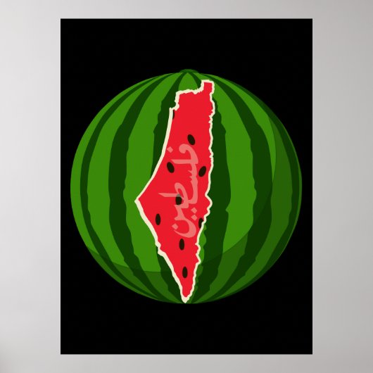 Palestine Watermelon Flag Map Freie Palästinenser Poster (Vorne)
