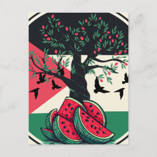 Palestine Watermelon Flag Map Freie Palästinenser. Postkarte