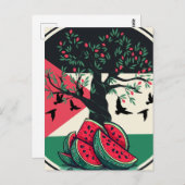 Palestine Watermelon Flag Map Freie Palästinenser. Postkarte (Vorne/Hinten)