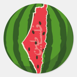 Palestine Watermelon Flag Map Freie Palästinenser. Runder Aufkleber