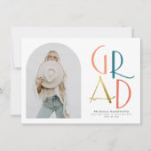 Palette | Aquamarin & Gold Arch & Grad Foto Abschl Einladung (Vorderseite)