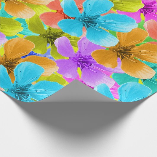 Palette der Natur: Tribfarbene Blüten Geschenkpapier (Ecke)