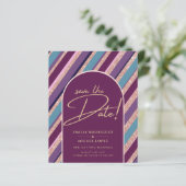 Palettenpflaume Lila türkisfarbene Rose Goldhochze (Stehend Vorderseite)