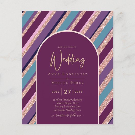 Palettenpflaume Lila türkisfarbene Rose Goldhochze (Vorderseite)