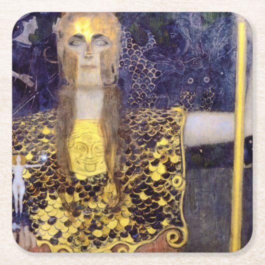 Pallas Athena, Gustav Klimt Rechteckiger Pappuntersetzer (Vorderseite)