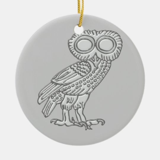 Pallas Athene Athena Eule owl Rundes Keramik Ornament
