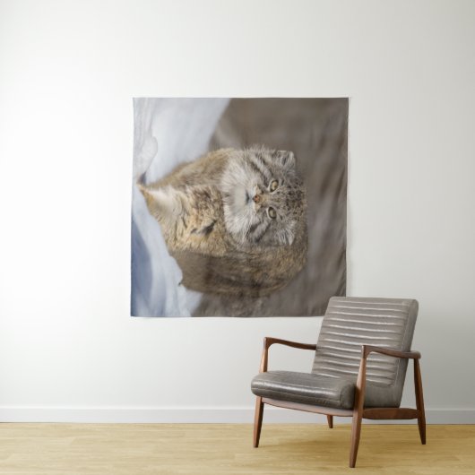 Pallas Katze im Schnee Wandteppich (Beispiel (Horizontal))