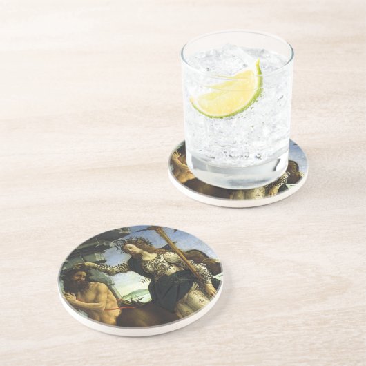 Pallas (Minerva) und Centaur von Sandro Botticelli Sandstein Untersetzer (Seite)