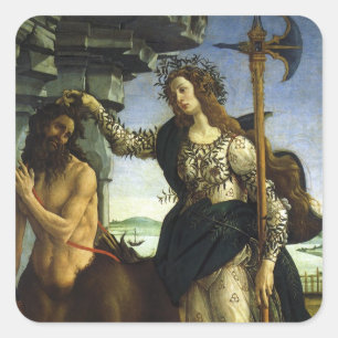 Pallas und der Kentaur von Sandro Botticelli Quadratischer Aufkleber