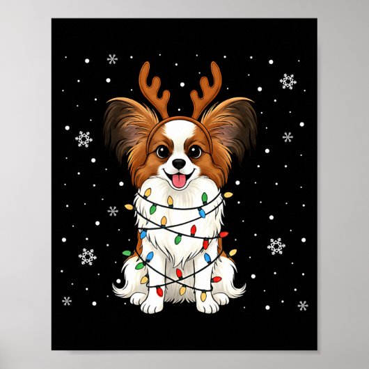 Pallon Dog Christmas Lights Reindeer Funny Xmas Do Poster (Vorne)