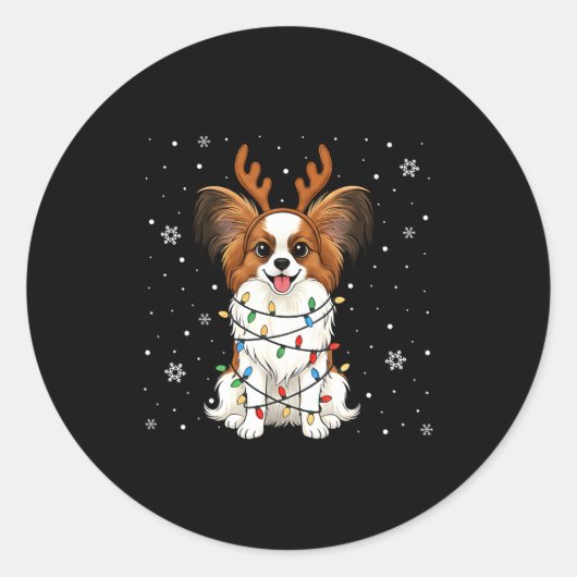 Pallon Dog Christmas Lights Reindeer Funny Xmas Do Runder Aufkleber (Vorderseite)