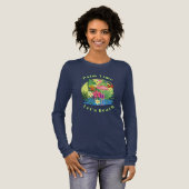 Palm and Flamingo Navy Long Sleeve TShirt (Volle Vorderseite)