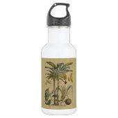 Palm Antique Tropical Frucht Botanische Kunst Edelstahlflasche (Vorderseite)