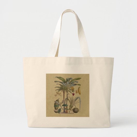 Palm Antique Tropical Frucht Botanische Kunst Jumbo Stoffbeutel (Vorne)