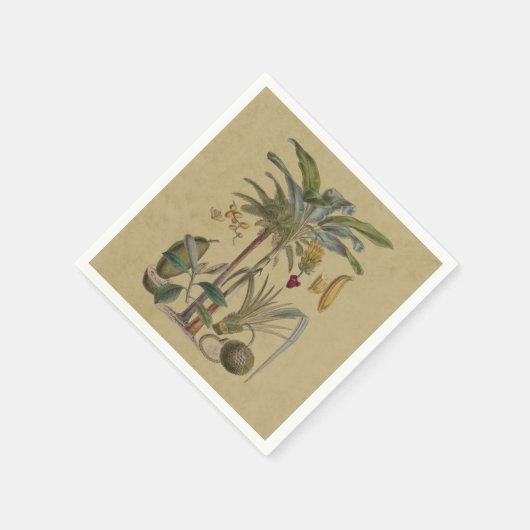 Palm Antique Tropical Frucht Botanische Kunst Serviette (Ecke)