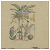 Palm Antique Tropical Frucht Botanische Kunst Stoff (Nahaufnahme)