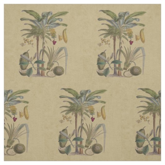 Palm Antique Tropical Frucht Botanische Kunst Stoff (Muster)